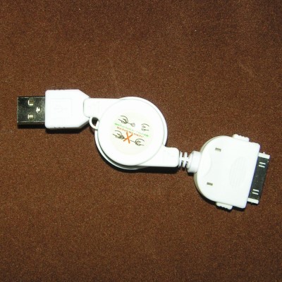 Oprolbare USB Datakabel wit voor IPhone 3